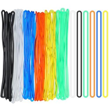 Imagem de 42 peças de alças de plástico para etiquetas de bagagem de 15 cm laços de etiquetas de bagagem coloridas PVC alça sem fim para cartões de identificação de viagem, mala, preto, transparente, roxo