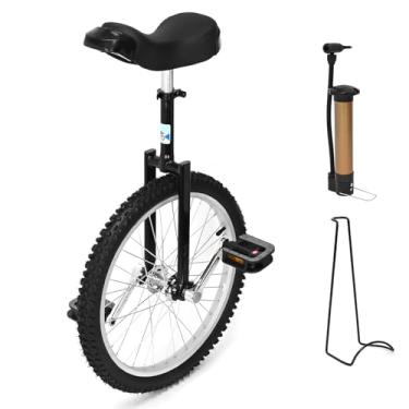 Imagem de tonchean Monociclo de 50 cm ajustável em altura, monociclo para adultos com suporte e pedal antiderrapante, bicicleta ergométrica preta clássica para esportes ao ar livre em ambientes fechados