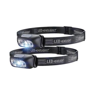 Imagem de Lanterna De Cabeça LED Recarregável Luz Forte Portátil USB Sensor Lant