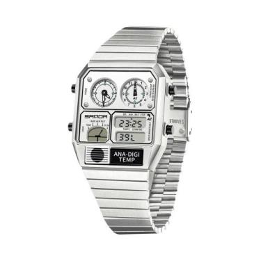 Imagem de Relógio Digital Quadrado Masculino Com LED Multifuncional Termômetro C