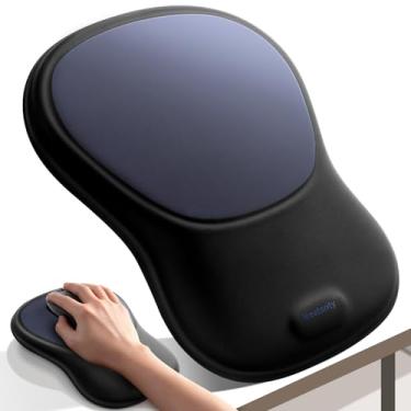 Imagem de meatanty Mouse pad com descanso de pulso, suporte de pulso ergonômico para mouse, acessórios de computador, tapete de mouse de mesa, espuma viscoelástica macia, alívio da dor nas mãos, almofada