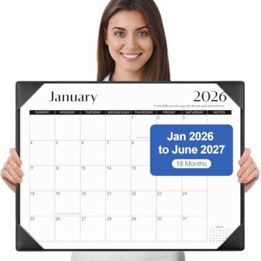 Imagem de Gannyfer Calendário de mesa grande 2024-2025 com tapete de mesa, calendário simplificado de 56 x 43 cm, calendário de mesa de 18 meses de julho de 2024 a dezembro de 2025, material de escritório