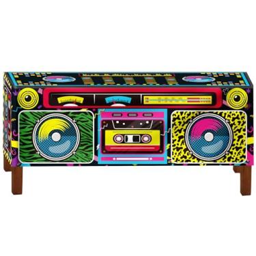 Imagem de 8FT 80s 90s Theme Party Radio Tablecloth,Back to 80s 90s Hip Hop Party Birthday Retro Boom Box Table Cover for Hip Hop Birthday,Rap Music,DJ Dance,1980s 1990s Theme Decorations Supplies