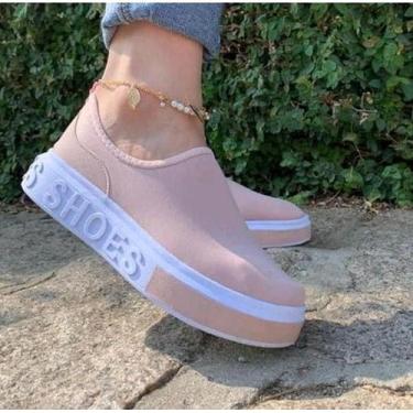 Imagem de Tenis Meia Feminino Calce Facil Shoes Sola Alta, Nude
