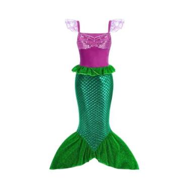 Imagem de Conjunto De Fantasia Da Princesa Ariel Pequena Sereia Para Crianças Ve