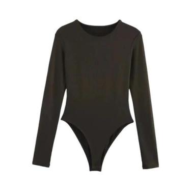 Imagem de Body Bustier Preto De Manga Longa Para Mulheres, Sexy, Extremamente Co