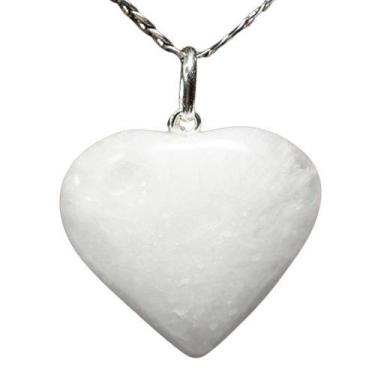 Imagem de Colar Coração Pedra Quartzo Leitoso Natural Pino Prata 950 - Cristaisd