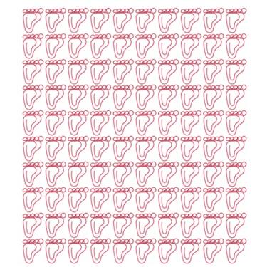 Imagem de Clipe de papel 100 peças em formato de pé, clipe de papel portátil antiderrapante fofo para marcadores, arquivo de documentos de escritório, material metálico multiuso, material (Rosa)