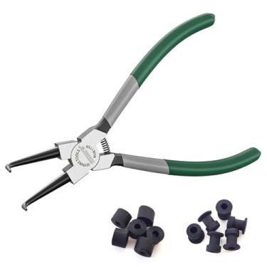 Imagem de Eupheng Ferramenta de saia de pesca, alicate de gola de nariz angular, ferramenta resistente para fazer saias de silicone, colares de borracha, acessórios manuais SpinnerBait Buzzbait