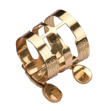 Imagem de Dioche Ligadura de Saxofone de Ajuste de Parafuso Duplo Ligadura de Saxofone Compacto Com Tampa de Bocal para Alto Ouro Cobre 3 X 2,8 X 2,7 Cm (Ouro)