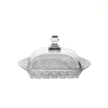 Imagem de Suporte de manteiga, caixa de manteiga, quadrado, vidro transparente com tampa para utensílios de casa e cozinha, bancada branca