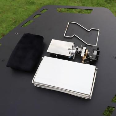 Imagem de Fogão a gás cassete dobrável portátil Fogão único compacto Butano para acampamento ao ar livre Cozinhar Piquenique Caminhadas Liga de alumínio de aço inoxidável prata 195x153x77mm