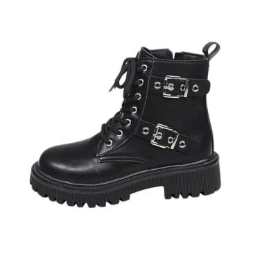 Imagem de Botas femininas primavera moda cor sólida emenda pontiaguda zíper salto baixo salto baixo botas curtas casuais, Preto, 36