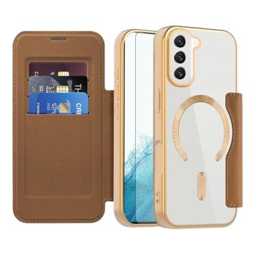 Imagem de Asuwish Capa de celular para Samsung Galaxy S22 5G capa carteira magnética com protetor de tela de vidro temperado flip porta-cartão de crédito bloqueio RFID acessórios para celular S 22 22S 4G G5 6,1