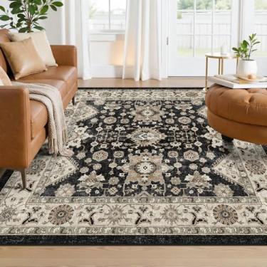 Imagem de TOPRUUG Tapete quadrado lavável preto 12 x 12 cm - Tapete ultramacio para sala de estar sob o sofá, tapetes antiderrapantes para quarto e sala de jantar - Tapete antiderrapante e resistente a manchas