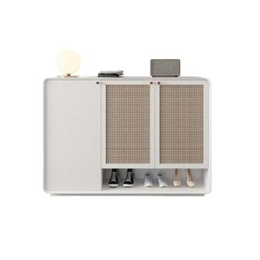 Imagem de KEG801302 Moderno nórdico moderno simples grande capacidade armário de sapatos sala de estar casa armazenamento de parede pequeno apartamento hall de entrada organizador de armário (branco, 150 cm)