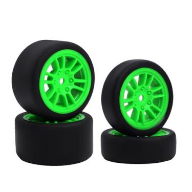 Imagem de Pneus e rodas de tração de corrida plana de produto acabado adequados para atualizações 1/24 Losi Micro B, atualizações Losi Micro B, 1/28 Losi Micro T, Losi Micro T Upgrades (losi Micro b Green)