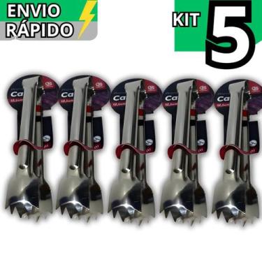 Imagem de Kit 5 Pegador de Carne em Inox Pegador Gelo Frutas Sobremesas Salada B
