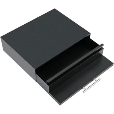 Imagem de Organizador de bancada de gaveta removível de aço para micro-ondas, prateleira de armazenamento compacta para cozinha, estação de café, suporte para temperos, despensa (preto)