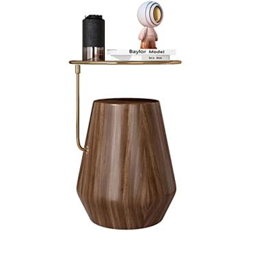 Imagem de Mesa de canto pequena moderna, mesa lateral redonda para sofá, mesa de destaque, mesa de centro e coquetel é adequada para sala de estar e quarto simples