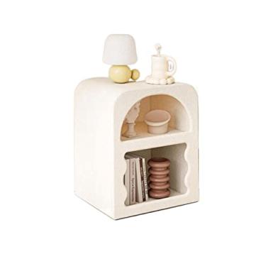 Imagem de Mesa de cabeceira moderna e moderna, mesa de canto com prateleira de armazenamento aberta, mesa lateral de cabeceira para sala de estar, quarto, dormitório, simples