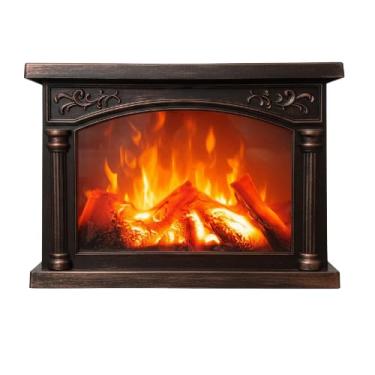 Imagem de Lareira Decorativa LED Efeito Chama Realista Portátil Luminária de Mesa para Casa Eventos e Festas 27x20cm