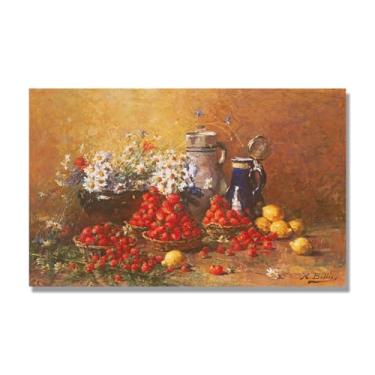 Imagem de NHLDZYH Vintage Fruta Ainda Natureza Tela Retro Frutas Motivo Estilo Country Decoração de Parede para Cozinha e Sala de Jantar. C42. 30 x 48 cm. Apenas Tela
