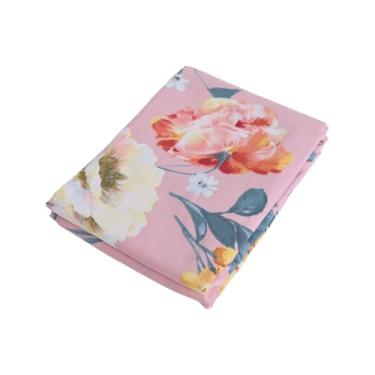 Imagem de Lençóis planos rosa tamanho casal qualidade hotel 100 por cento algodão lençol de cima estampado floral ultra-macio fácil de cuidar