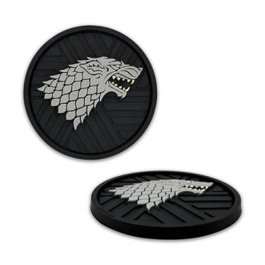 Imagem de NJECT Porta-copos de silicone texturizado 3D oficialmente licenciado Game of Thrones House Stark Direwolf (6,5 cm de diâmetro) | Ajuste universal para todos os carros, caminhões, SUVs e mais |