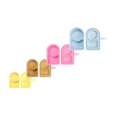 Imagem de 4PCS Caixa de lanche silicone portátil com tampa sub-embalagem para molhos recipiente compartimento duplo grau alimentar à prova vazamento lava-louças