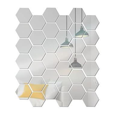 Imagem de 36PCS Adesivos de Espelho Hexagonal para Parede Removíveis Decorativos Acrílico DIY Decorações Casa Quarto Banheiro Sala Estar com Filme Protetor e Fita -sided