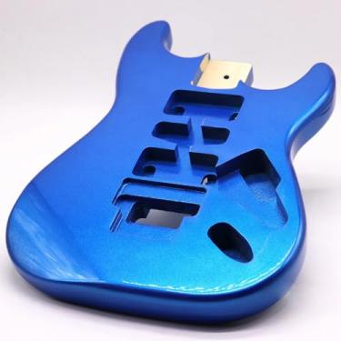 Imagem de JD.Moon Corpo de guitarra elétrica para Fender ST Strat acessório de guitarra DIY bloqueio duplo tremolo metal azul madeira de álamo