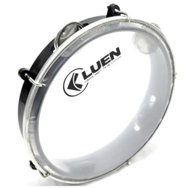 Imagem de Pandeiro Luen Junior 8 Polegadas C/Pele Cristal Platinela Inox ABS Garra Fixa 5 Afinações Colors Preto I