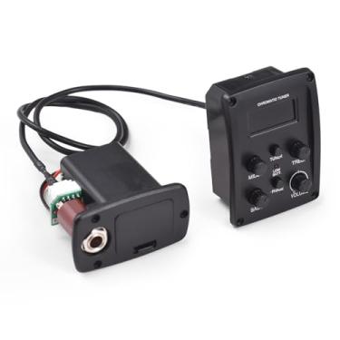 Imagem de Captador de Violão Acústico Equalizador 4 Bandas BASS MIDDLE TREBLE PRES com Tela LCD para Acessórios Instrumento Madeira Clássico Folk Saída Direta