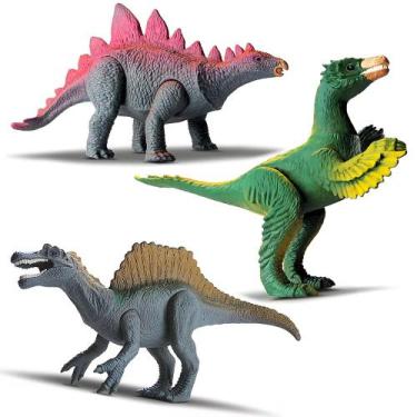 Imagem de 3 Unidades Dinossauro Brinquedo Vinil Articulado E Realista - Silmar B