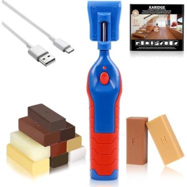 Imagem de Kit de reparo de enchimento de piso laminado - Kit de reparo de vinil para piso de madeira com caneta térmica atualizada, conjunto de cera, arranhões, manchas, rachaduras, furos para piso e móveis de