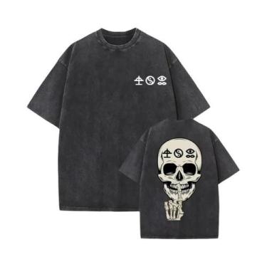 Imagem de Camiseta Gráfica Vintage Lavada Com Estampa Bad Omens Para Homens E Mu