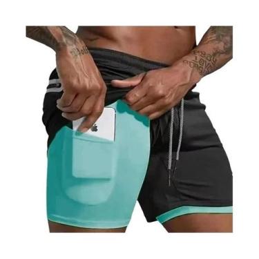 Imagem de Shorts Esportivos Masculinos De Verão 2 Em 1 Com Camada Dupla Para Tre