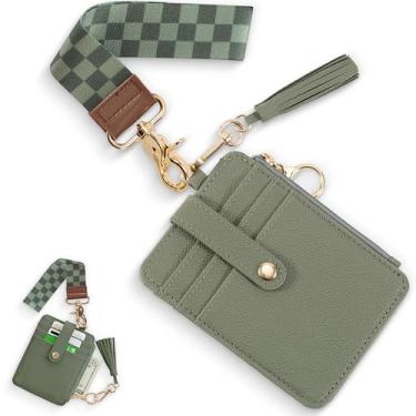 Imagem de Carteira feminina estilosa – Suporte de cartão de crédito de design fino com muito espaço de armazenamento, incluindo janela transparente para identidade e bolso com zíper – Carteira de chaveiro com