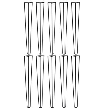 Imagem de Kit 10 Pés de Metal 60 CM Hairpin Legs Mesa de Canto Aparador Preto G41