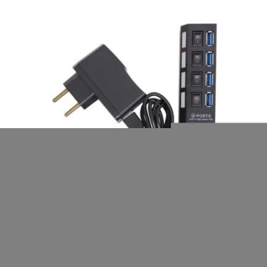 Imagem de Kit Hub Usb 3.0 Hi-speed C/fonte+cabo P3 C/ 2 Jacks Mic/fone