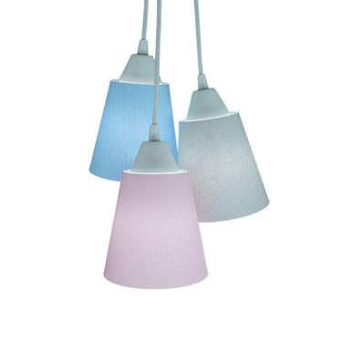 Imagem de Lustre Pendente Luminária Quarto Bebê Rosa, Azul E Cinza Bivolt