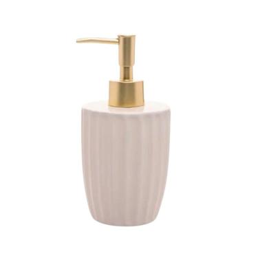 Imagem de Dispenser Para Sabonete Líquido Em Cerâmica Canelatta 330ml Lyor Creme