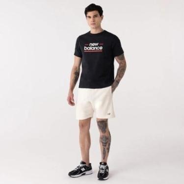 Imagem de Camiseta New Balance Linear Lines - masculino - preto - vermelho e branco-Masculino