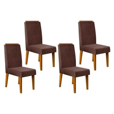 Imagem de Kit 4 Cadeiras Sala Jantar Lia 4 Un Cedro Suede Moca