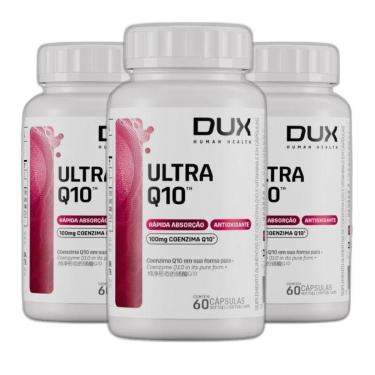 Imagem de Kit 3x Coenzima Q10 Ubiquinona Vitamina E 100 Mg 60 Caps Dux-Unissex