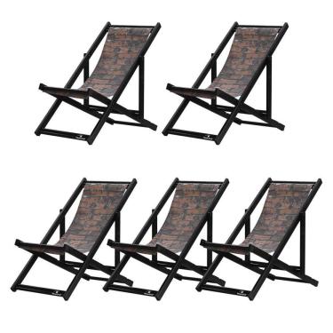 Imagem de Kit 5 Espreguiçadeiras Dobrável Black Sb-tijolo