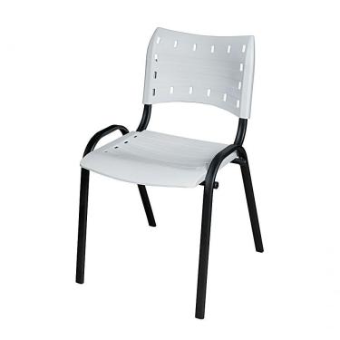 Imagem de Cadeira Iso Base Preto Igreja, Escola, Escritório - Branco Kit 1 Peça