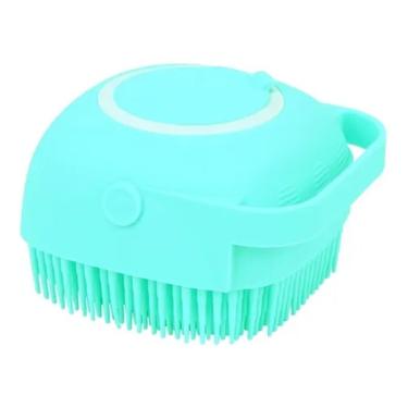 Imagem de Esponja De Silicone Para Banho Massageador Dispenser Shampoo Sabonete Pets Cor:Verde Claro