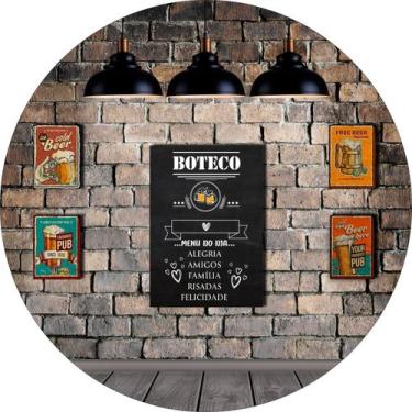 Imagem de Painel de Lona Redondo Boteco Bar Rústico - Fabrika De Festa, 160x160c
